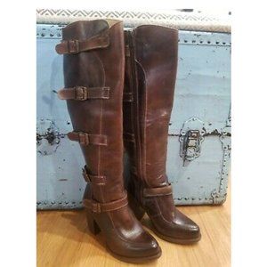 Bedstu Mint Condition Statute Women Brown Leather Tall Cobbler Series